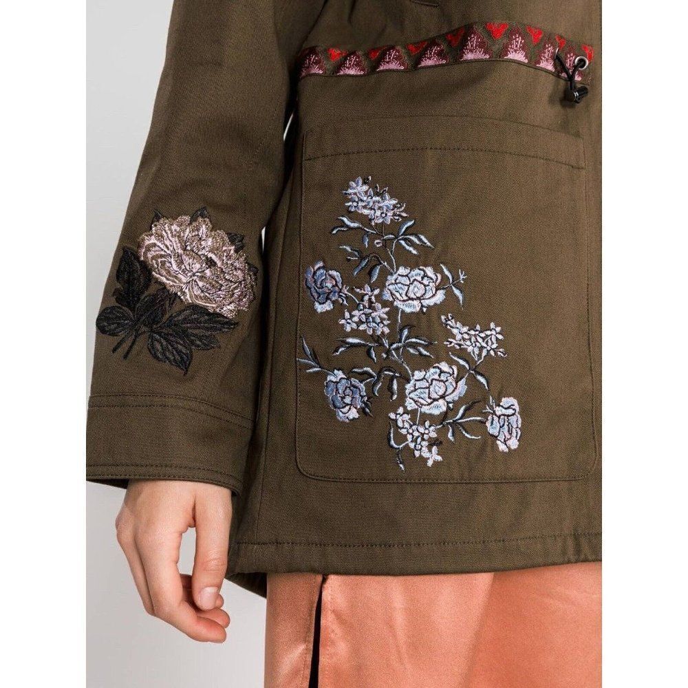 Desigual Jacket WMNS 6 Green‎ Victorian Gothic Hooded Manila Parka Floral Artsy - Picture 11 of 16